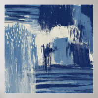 Abstract Blauw en Ivoorkleurig