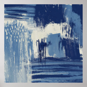 Abstract Blauw en Ivoorkleurig Poster