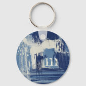 Abstract Blauw en Ivoorkleurig Sleutelhanger (Voorkant)