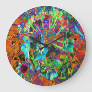 Abstract blauw en kalkgroen bloemen grote klok