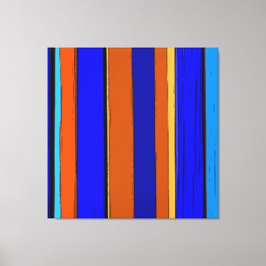 Abstract blauw en Oranje 930 - verticale strepen Canvas Afdruk (Voorkant)