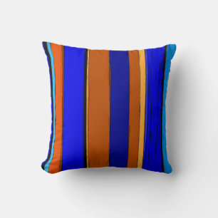 Abstract blauw en Oranje 930 - verticale strepen Kussen