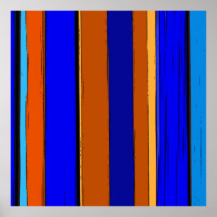 Abstract blauw en Oranje 930 - verticale strepen Poster