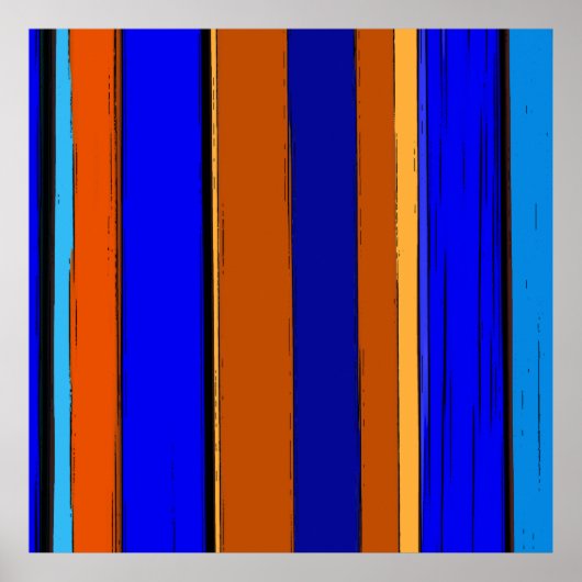 Abstract blauw en Oranje 930 - verticale strepen Poster (Voorkant)