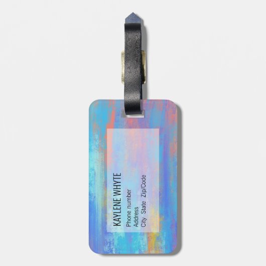 Abstract blauw en Oranje Bagagelabel (Achterkant verticaal)