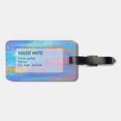 Abstract blauw en Oranje Bagagelabel (Achterkant horizontaal)