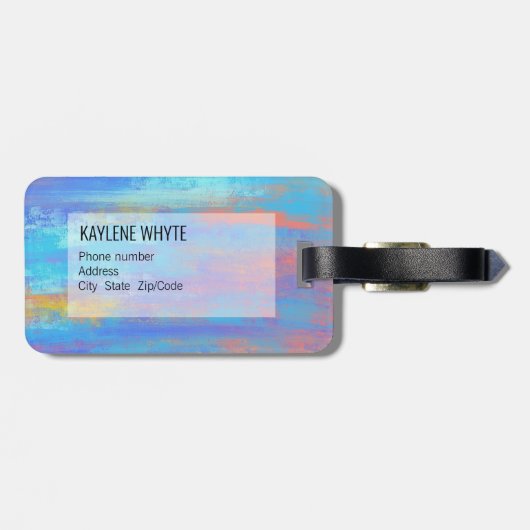 Abstract blauw en Oranje Bagagelabel (Achterkant horizontaal)