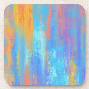 Abstract blauw en Oranje Bier Onderzetter