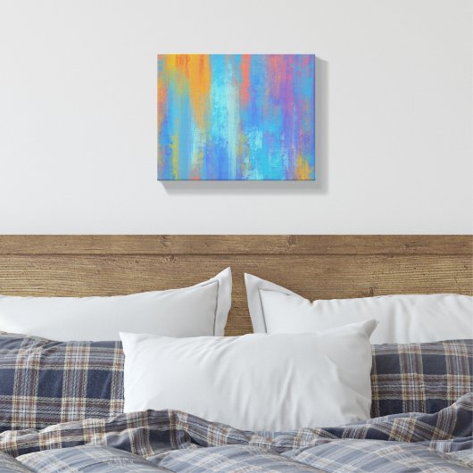 Abstract blauw en Oranje Canvas Afdruk (Insitu (Slaapkamer))