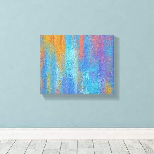 Abstract blauw en Oranje Canvas Afdruk (Insitu (Houten vloer))