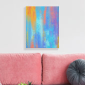 Abstract blauw en Oranje Canvas Afdruk (Insitu (Woonkamer))