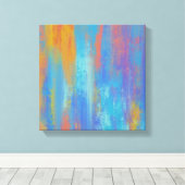 Abstract blauw en Oranje Canvas Afdruk (Insitu (Houten vloer))