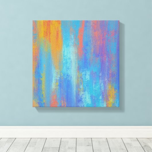 Abstract blauw en Oranje Canvas Afdruk (Insitu (Houten vloer))