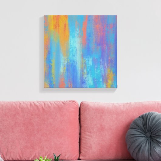 Abstract blauw en Oranje Canvas Afdruk (Insitu (Woonkamer))