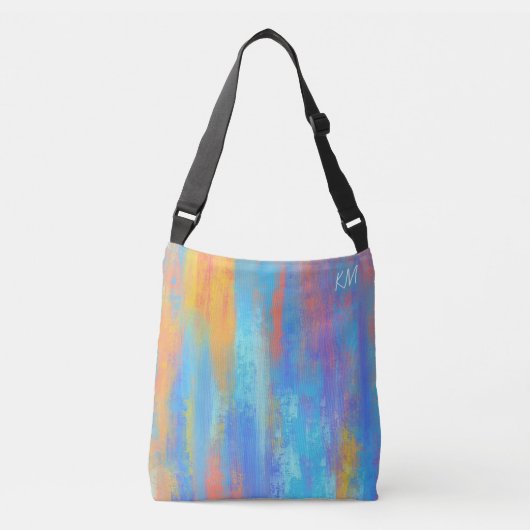 Abstract blauw en Oranje Crossbody Tas (Voorkant)