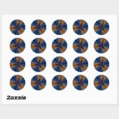 Abstract Blauw en Oranje Fractal Pattern Design Ronde Sticker (Vel)