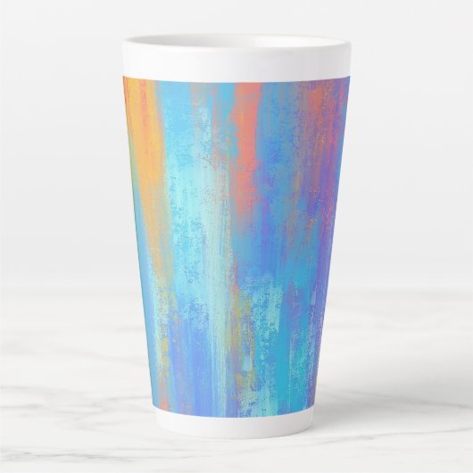 Abstract Blauw en Oranje Latte Mok (Voorkant)