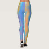 Abstract blauw en Oranje Leggings (Achterkant)