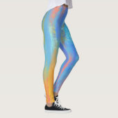 Abstract blauw en Oranje Leggings (Rechts)