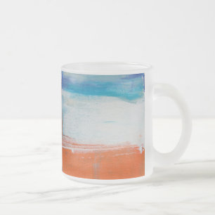Abstract Blauw en Oranje Moderne Kunst Matglas Koffiemok