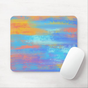 Abstract blauw en Oranje Muismat