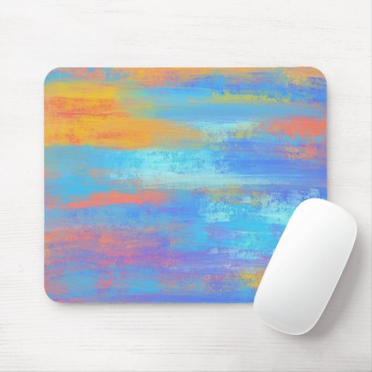 Abstract Blauw en Oranje Muismat (Met muis)