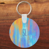 Abstract Blauw en Oranje Sleutelhanger (Voorkant)