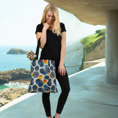 Abstract blauw en Oranje spiraalpatroon Canvas tas