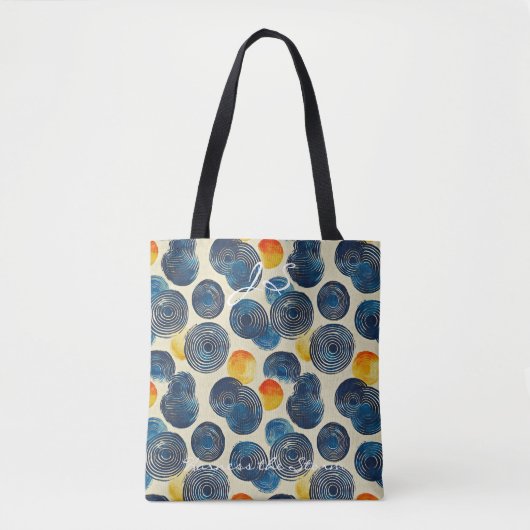 Abstract blauw en Oranje spiraalpatroon Canvas tas (Voorkant)