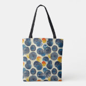 Abstract blauw en Oranje spiraalpatroon Canvas tas (Achterkant)
