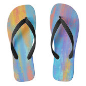 Abstract blauw en Oranje Teenslippers (Voetbed)