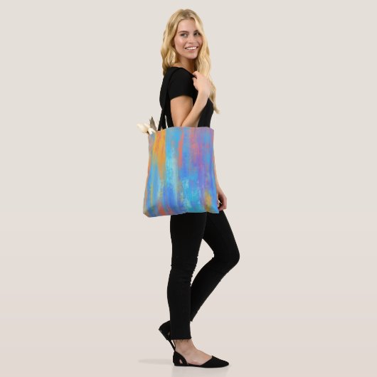Abstract blauw en Oranje Tote Bag (Op model)