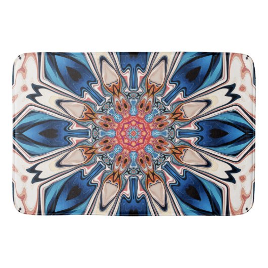 Abstract blauw en Oranje ventilator Badmat (Voorkant)