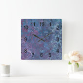 Abstract blauw en paars kleurig design 3 vierkante klok (Huis)