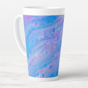 Abstract Blauw en Roze Bubble Mermaid Ocean Latte Mok