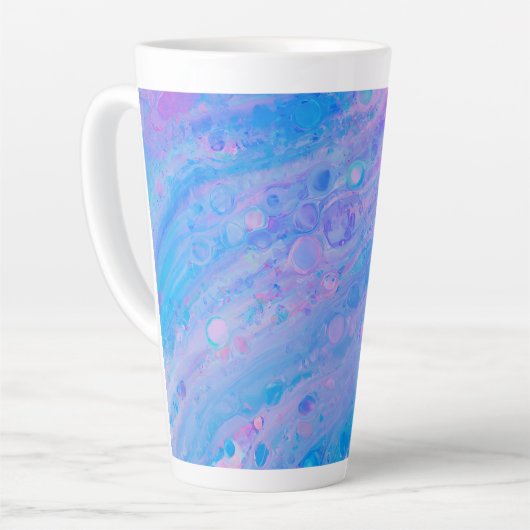 Abstract Blauw en Roze Bubble Mermaid Ocean Latte Mok (Linkerhoek)