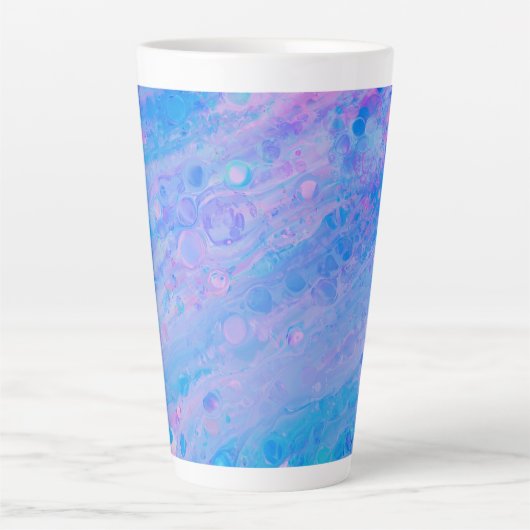 Abstract Blauw en Roze Bubble Mermaid Ocean Latte Mok (Voorkant)