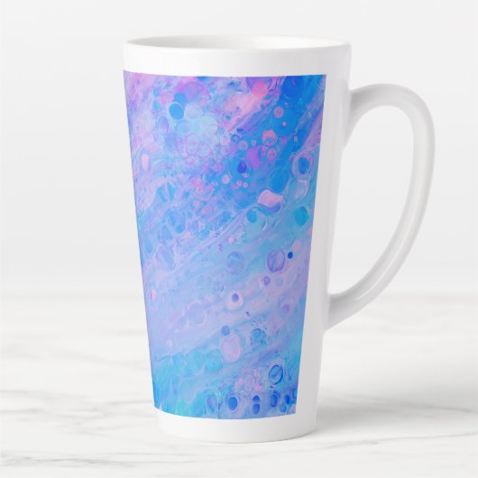 Abstract Blauw en Roze Bubble Mermaid Ocean Latte Mok (Rechts)
