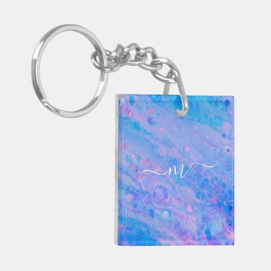 Abstract Blauw en Roze Bubble Mermaid Ocean Sleutelhanger (Voorkant Links)