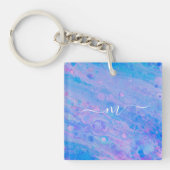 Abstract Blauw en Roze Bubble Mermaid Ocean Sleutelhanger (Voorkant)