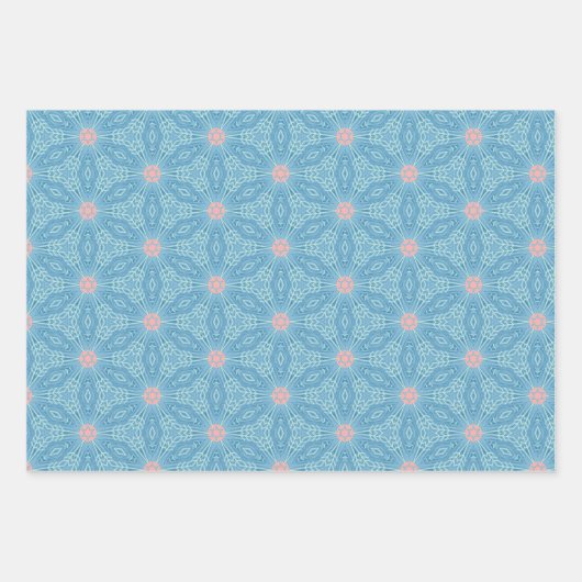 Abstract blauw en roze geometrisch inpakpapier vel (Voorkant 2)