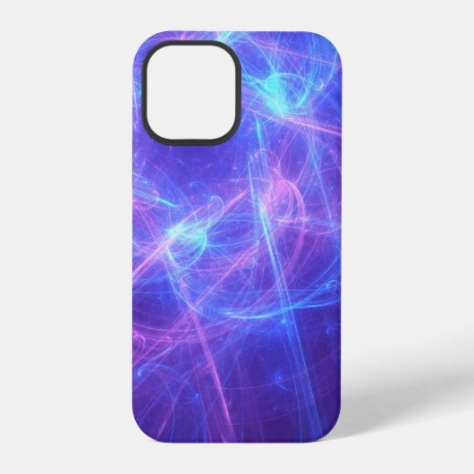 Abstract blauw en roze spiraalvormige fractal iPhone hoesje (Achterkant)