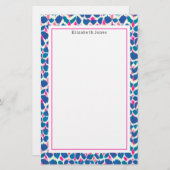 Abstract blauw en roze stip patroon briefpapier (Voorkant / Achterkant)