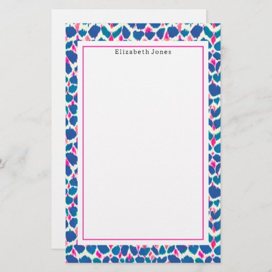 Abstract blauw en roze stip patroon briefpapier (Voorkant / Achterkant)