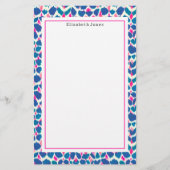 Abstract blauw en roze stip patroon briefpapier (Voorkant)