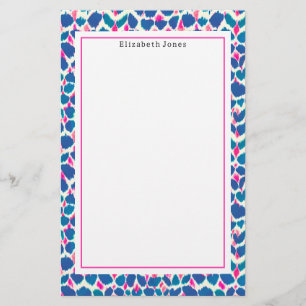 Abstract blauw en roze stip patroon briefpapier