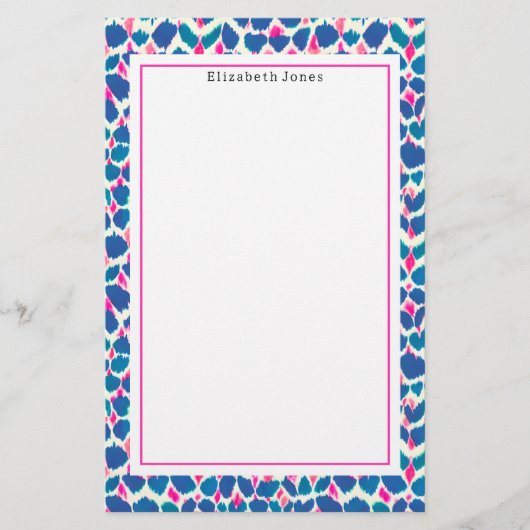 Abstract blauw en roze stip patroon briefpapier (Voorkant)