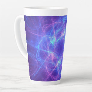 Abstract Blauw en Roze Zirly Fractal Latte Mok