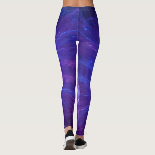 Abstract Blauw en Roze Zirly Fractal Leggings (Achterkant)