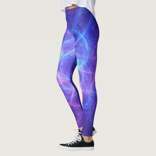 Abstract Blauw en Roze Zirly Fractal Leggings (Links)